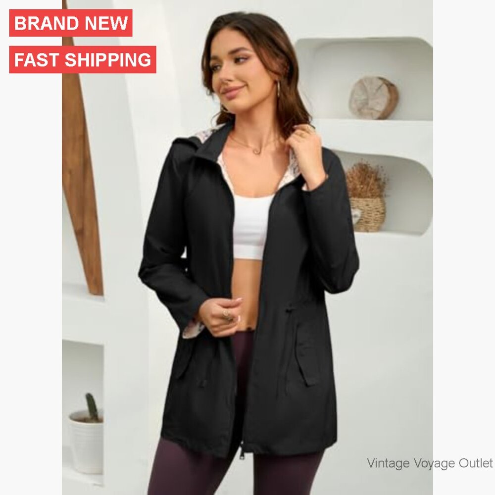 Long Lightweight Waterproof Rain Jacket Hooded Wi… - image 2